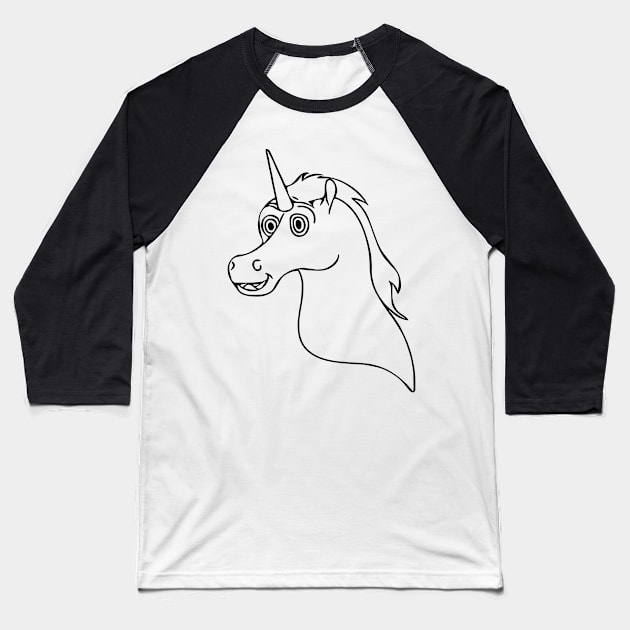 Surprised Unicorn Face Baseball T-Shirt by A Magical Mess